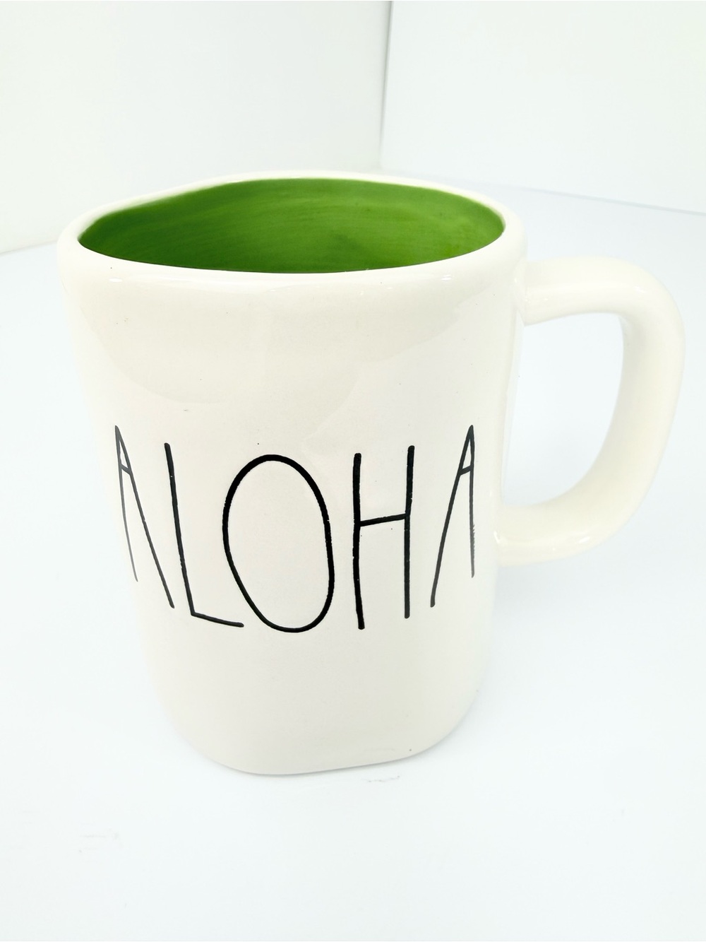 Rae Dunn Artisan Collection ALOHA Green White Ceramic Mug by Magenta